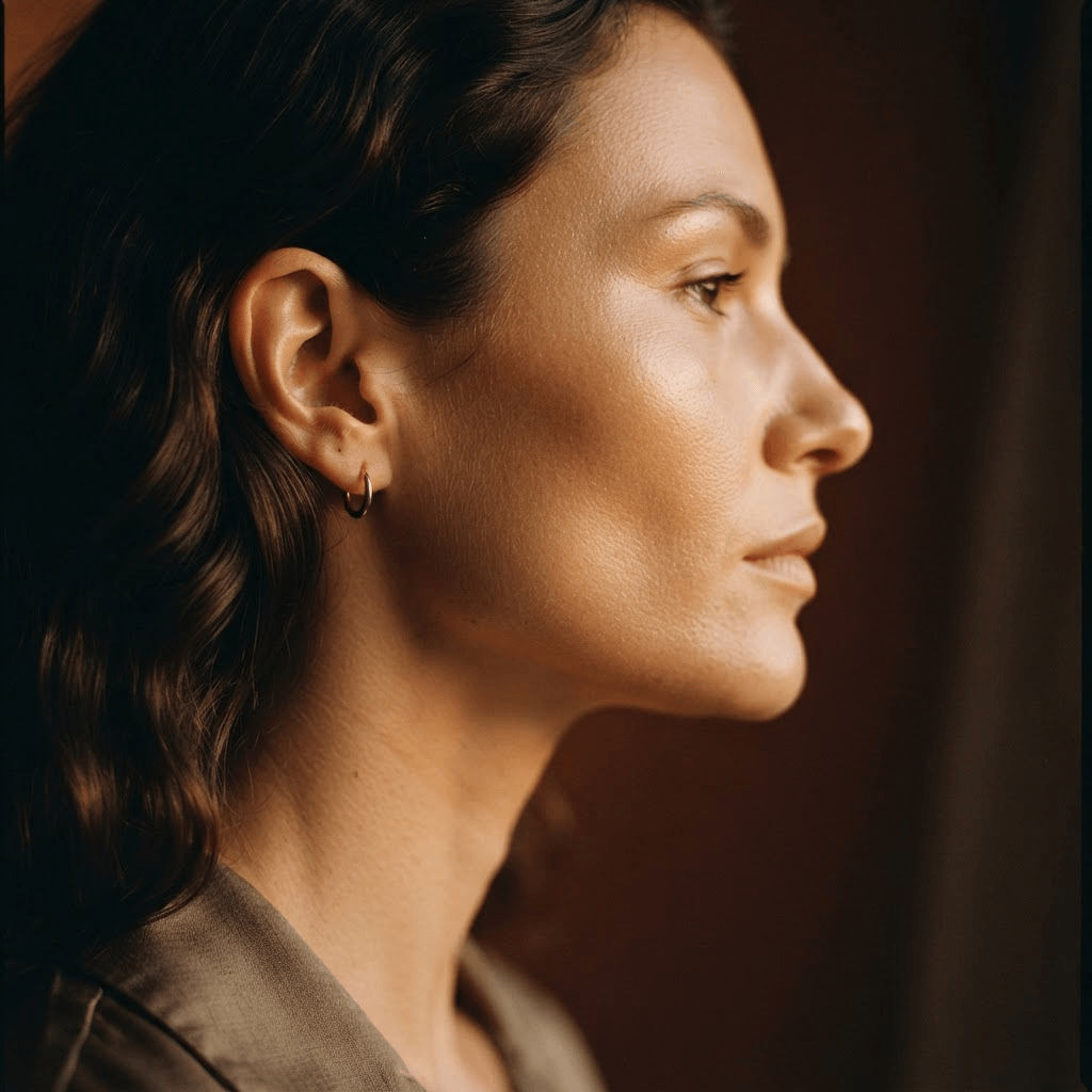 Profil einer Frau in warmem Seitenlicht